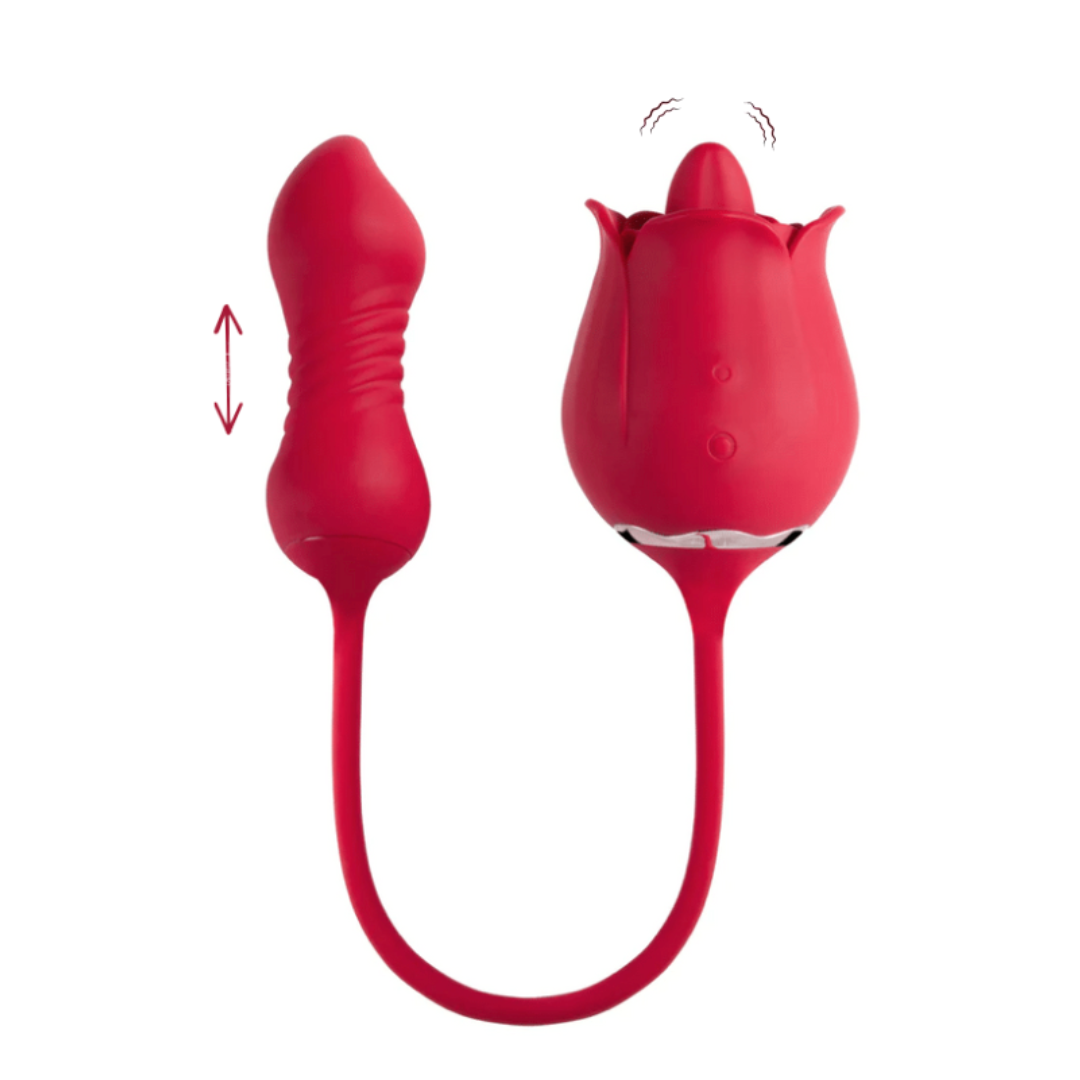 Rose Tongue Vibrator With Thrusting Egg  versaley