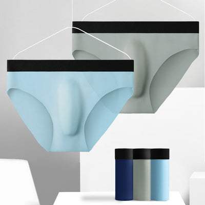 New Ice Silk Seamless Solid Color Men's Brief - versaley