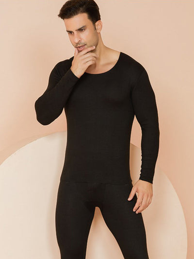 Seamless Warm Thermal Couple Silk Pajamas Set