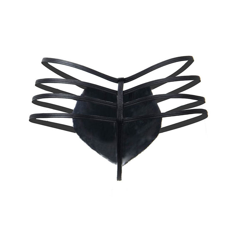 Sexy Leather Zipper Style Men's Thong