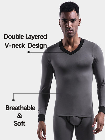 Mens Base Layers V-Neck Thermal Shirt