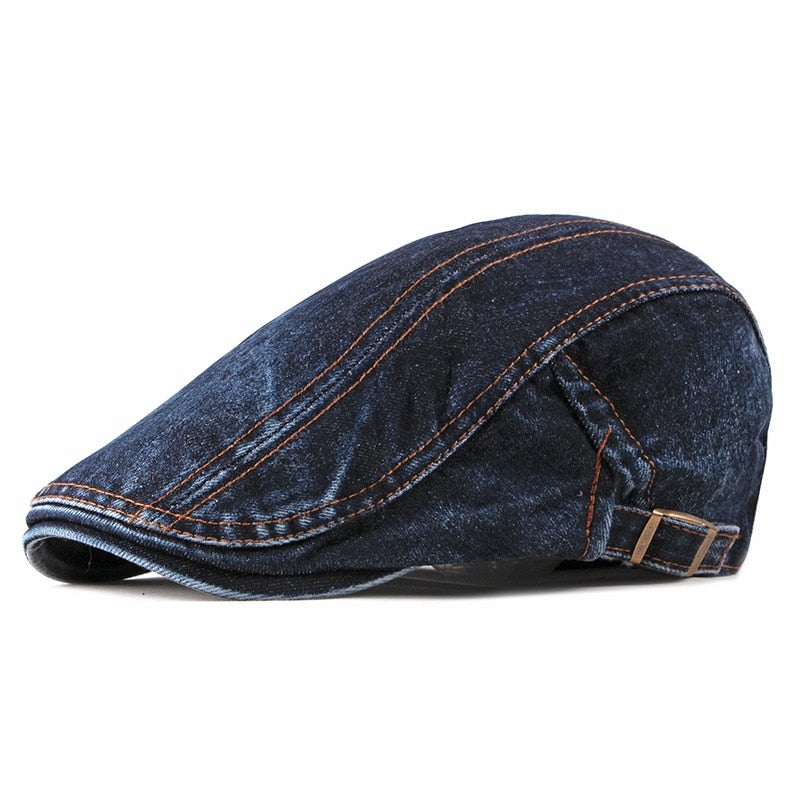 "Miller" Denim Cotton Flat Cap - versaley