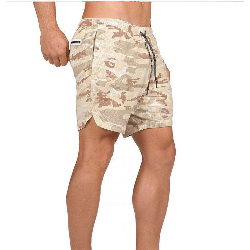 Quick Drying And Breathable Double Layer Men's Fitness Shorts (Pocket zipper） - versaley