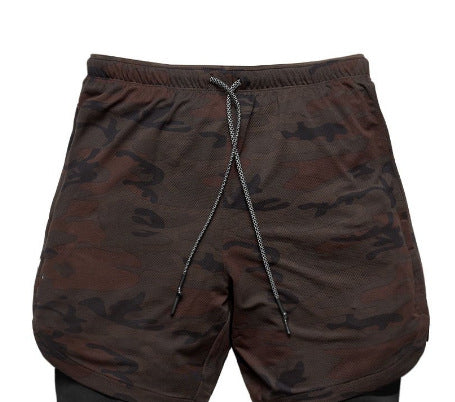 Quick Drying And Breathable Double Layer Men's Fitness Shorts (Pocket zipper） - versaley