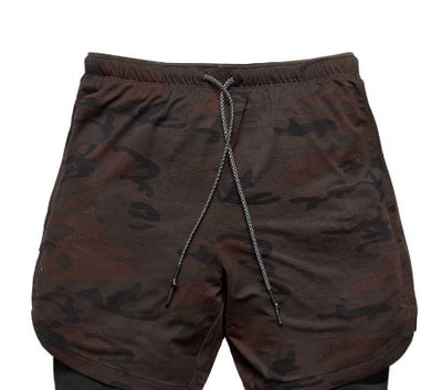 Quick Drying And Breathable Double Layer Men's Fitness Shorts (Pocket zipper） - versaley