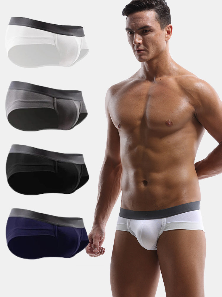 4 Pack Bulge Ball Support Pouch Modal Men's Briefs - versaley