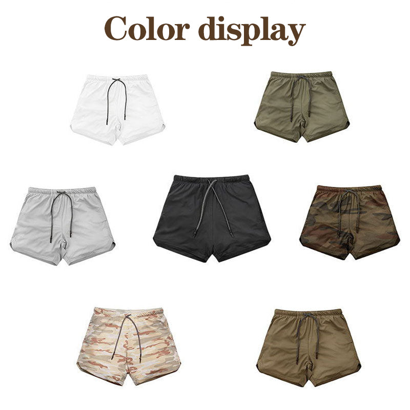 Quick Drying And Breathable Double Layer Men's Fitness Shorts (Pocket zipper） - versaley