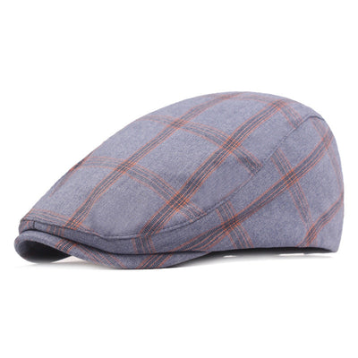 "Red" Plaid Cotton Flat Cap - versaley