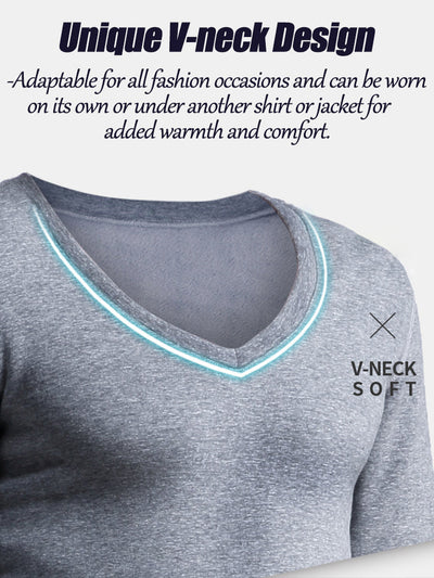 V-Neck Thermal Underwear With Fleece Lined