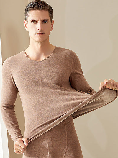 Men's Silk Wool Fiber Thermal Pajamas Sets