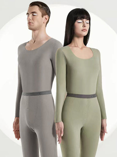 Couples Seamless Antibacterial Brushed Warm Pajamas