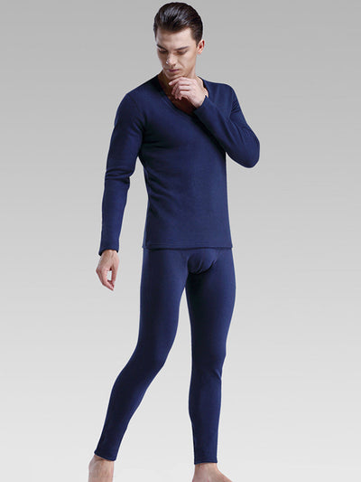 V-Neck Thermal Underwear With Fleece Lined