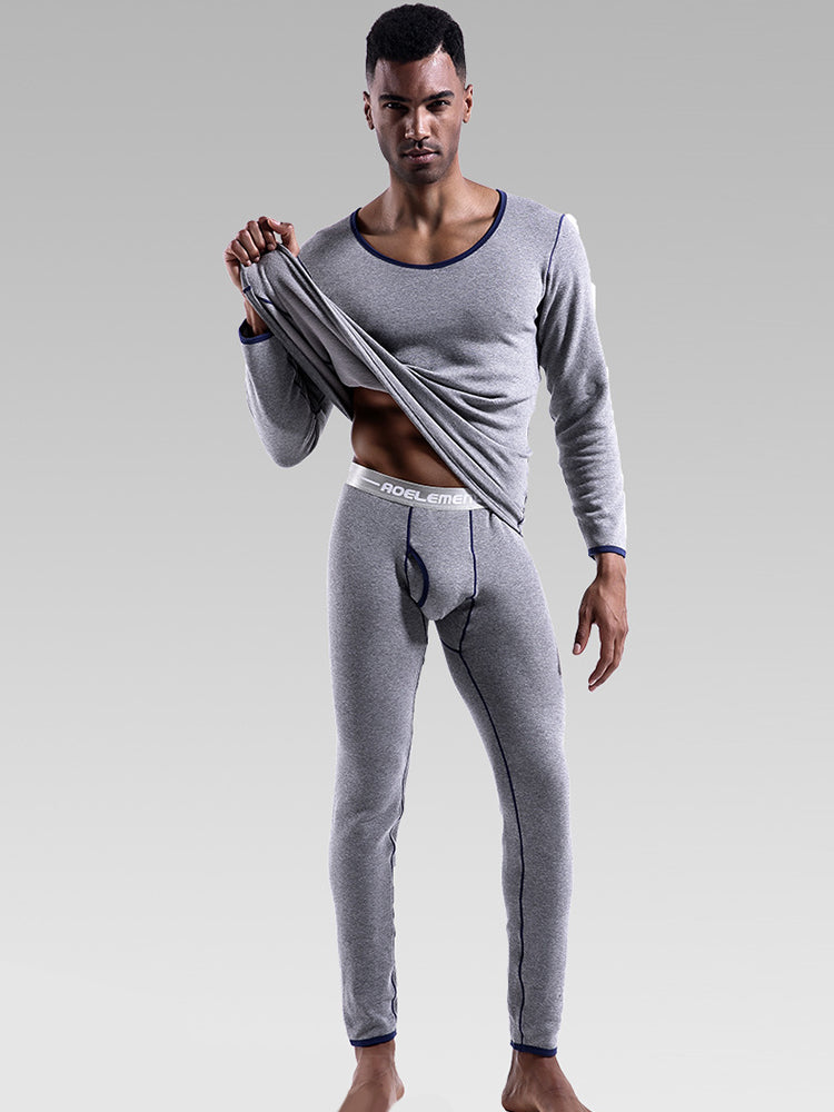 Fleece Lined Men's Thermal Underwear With Support Pouch