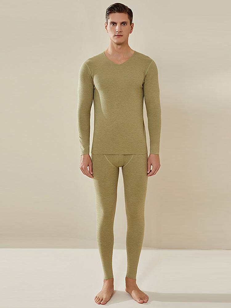 Men's Silk Wool Fiber Thermal Pajamas Sets
