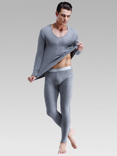 V-Neck Thermal Underwear With Fleece Lined