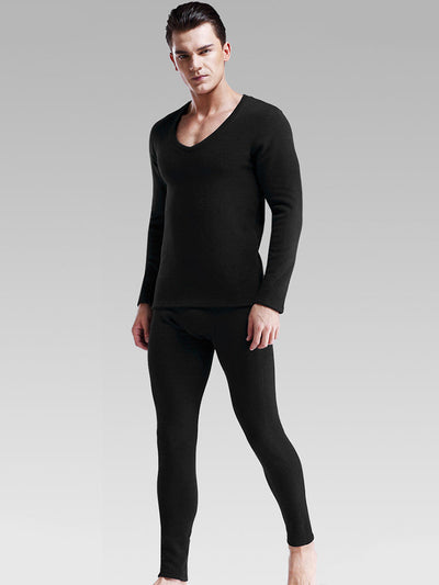 V-Neck Thermal Underwear With Fleece Lined