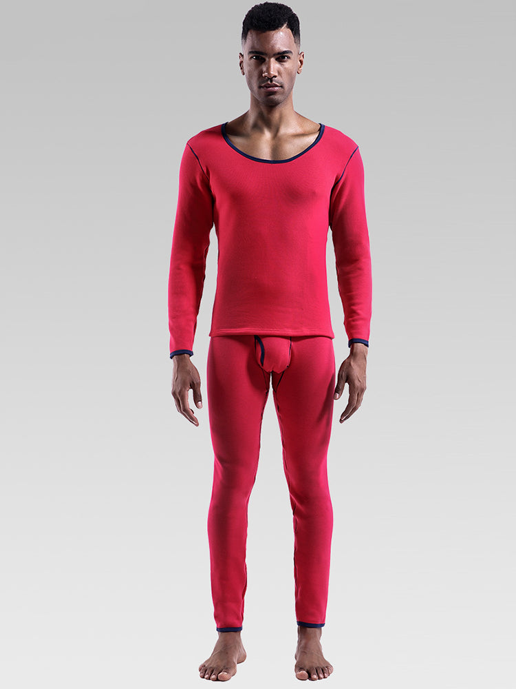 Fleece Lined Men's Thermal Underwear With Support Pouch