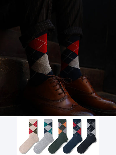 5 Pack Men's Textured Retro Calf Sock