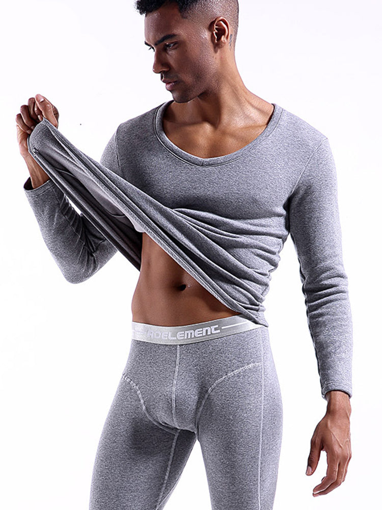 V-Neck Thermal Underwear With Fleece Lined