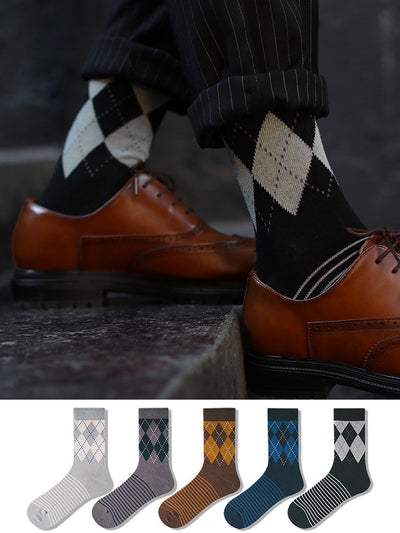 5 Pack Men's Vintage Diamond Socks