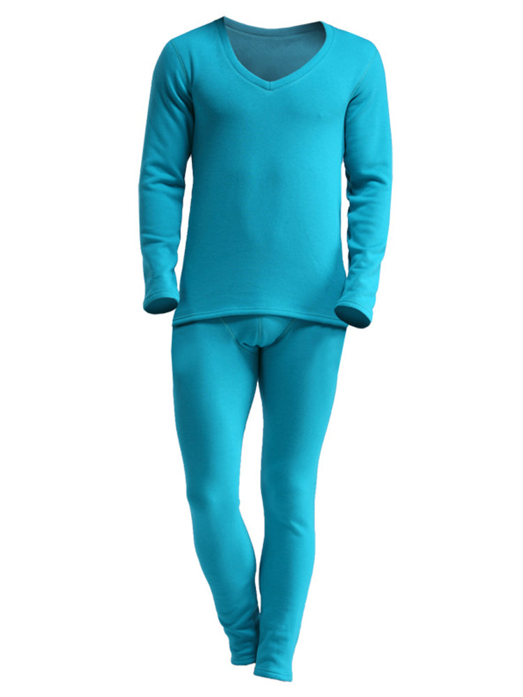 V-Neck Thermal Underwear With Fleece Lined