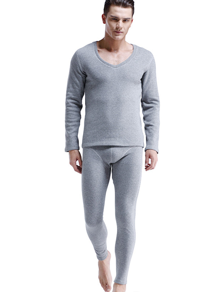 V-Neck Thermal Underwear With Fleece Lined
