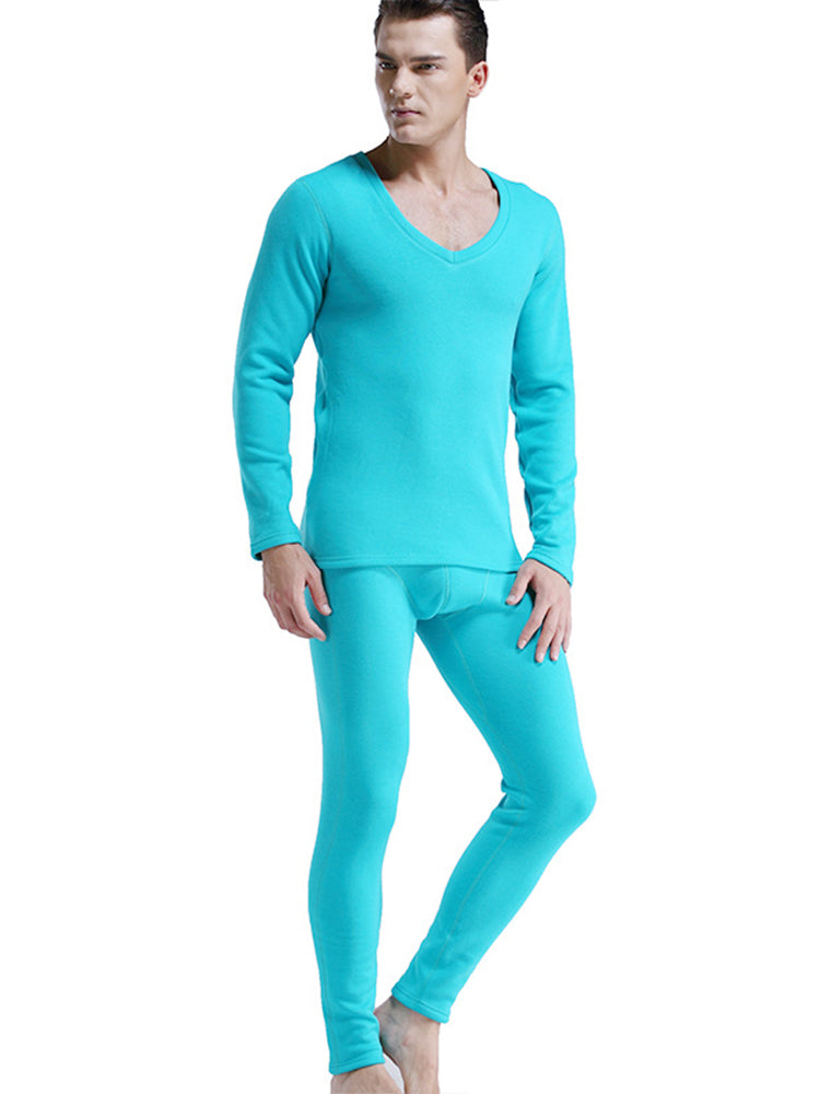 V-Neck Thermal Underwear With Fleece Lined