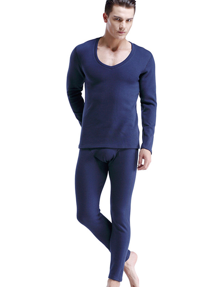 V-Neck Thermal Underwear With Fleece Lined