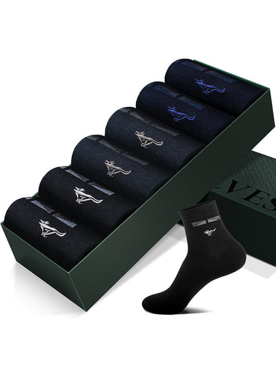 6 Pairs Men's Cotton Medium Length Breathable Sock Set