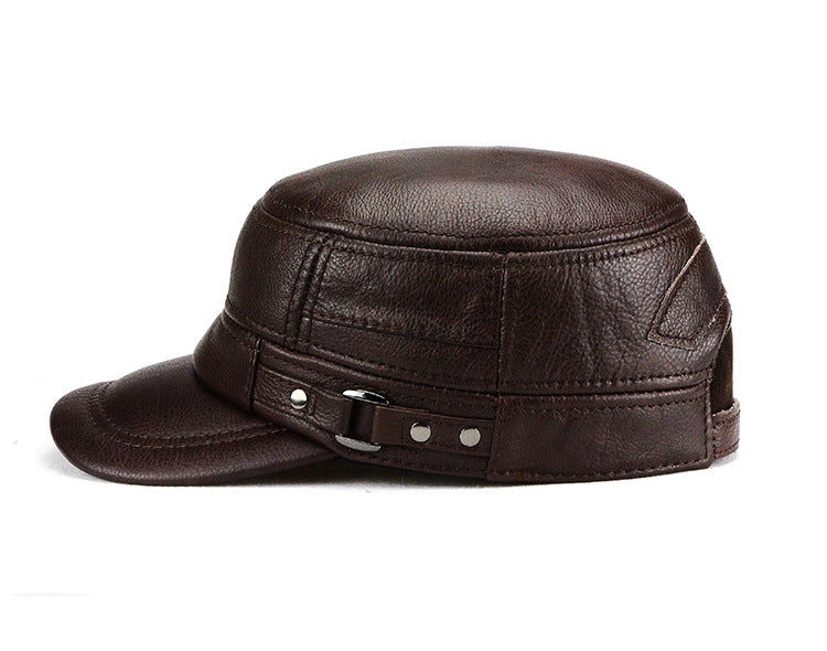 "W&T" real cowhide flat top hat - versaley