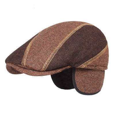 "Dalkey" Earmuffs Wool Flat Cap - versaley