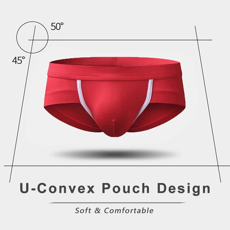 4 Pack Modal Breathable Underwear U Convex Pouch Briefs - versaley