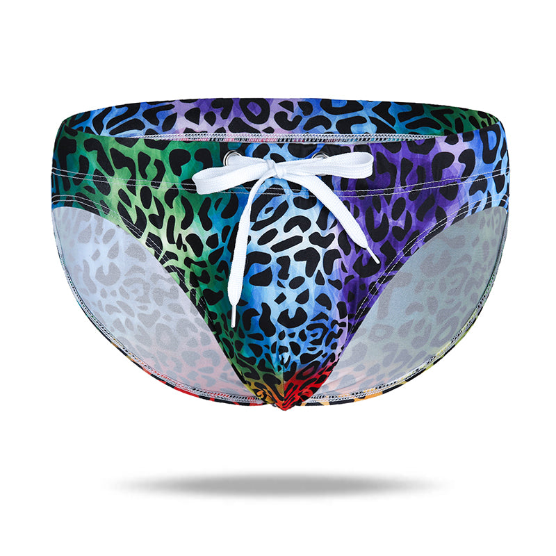 Cool Leopard Light Drawstring Brief Swimsuit - versaley