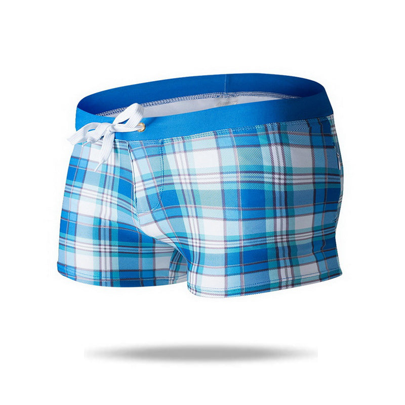 New Style Quick Dry Men's Swim Boxer Brief  with Dual Zipper Pockets - versaley