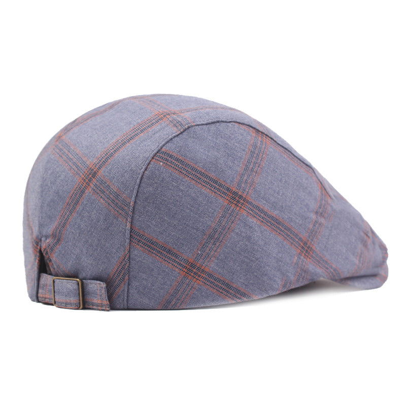 "Red" Plaid Cotton Flat Cap - versaley