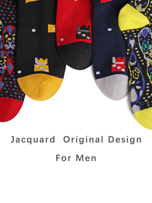 Men's Jacquard-knit Critter Calf Socks