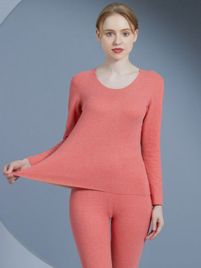 Seamless Warm Thermal Couple Silk Pajamas Set