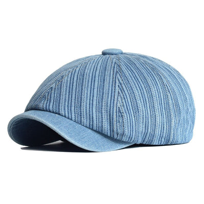 "KMD" Striped Newsboy Cotton Cap - versaley