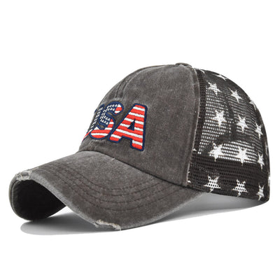 OLD EMBROIDERED MESH FIVE-POINTED STAR BASEBALL CAP - versaley