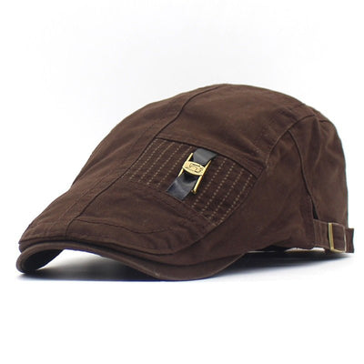 Leather Strap Flat Cap - versaley