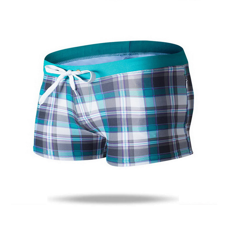 New Style Quick Dry Men's Swim Boxer Brief  with Dual Zipper Pockets - versaley