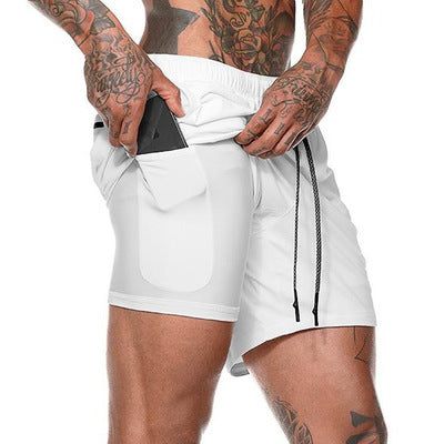 Quick Drying And Breathable Double Layer Men's Fitness Shorts (Pocket zipper） - versaley