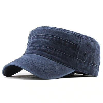 Washed Cotton Army Flat Top Caps - versaley