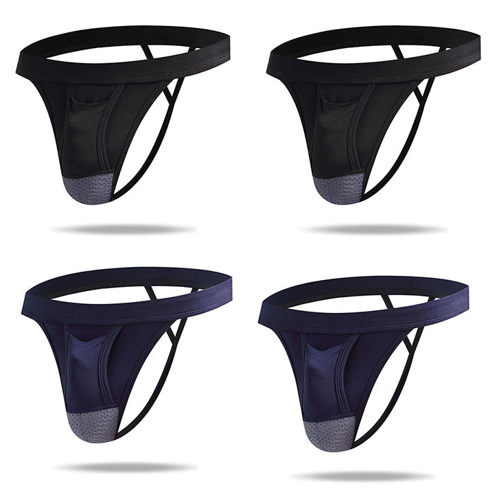 4 PACK Micro Modal  Cool  Dual Pouch Men's Thong - versaley