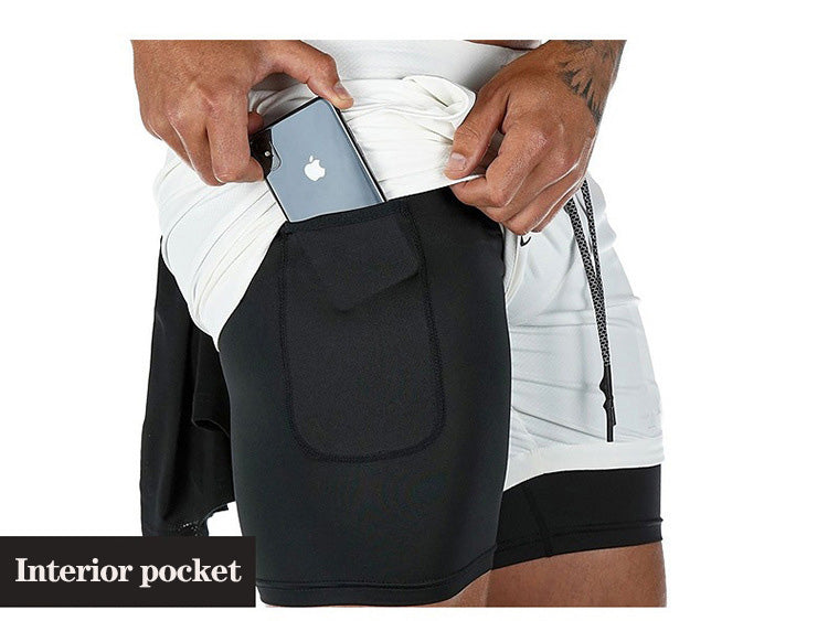 Quick Drying Men's Double Skinny Sports Shorts - versaley