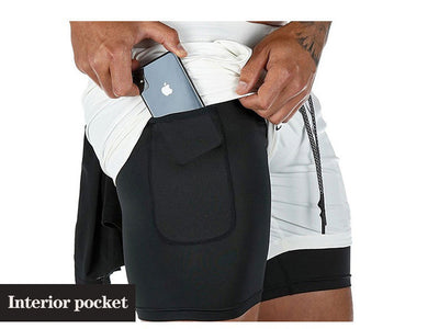 Quick Drying Men's Double Skinny Sports Shorts - versaley