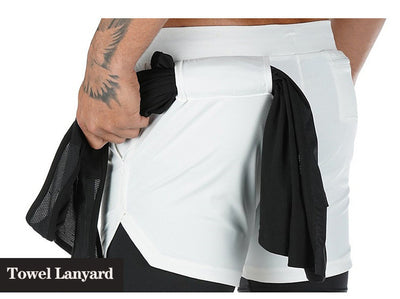 Quick Drying Men's Double Skinny Sports Shorts - versaley