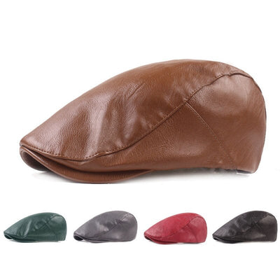 "Lewis" Classic Leather Flat Cap - versaley