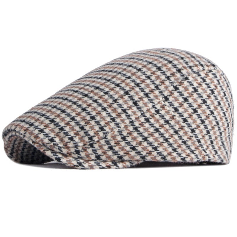 "Moreau" Plaid Wool Flat Cap - versaley