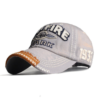WASHED COTTON EMBROIDERED PATCH BASEBALL CAP - versaley